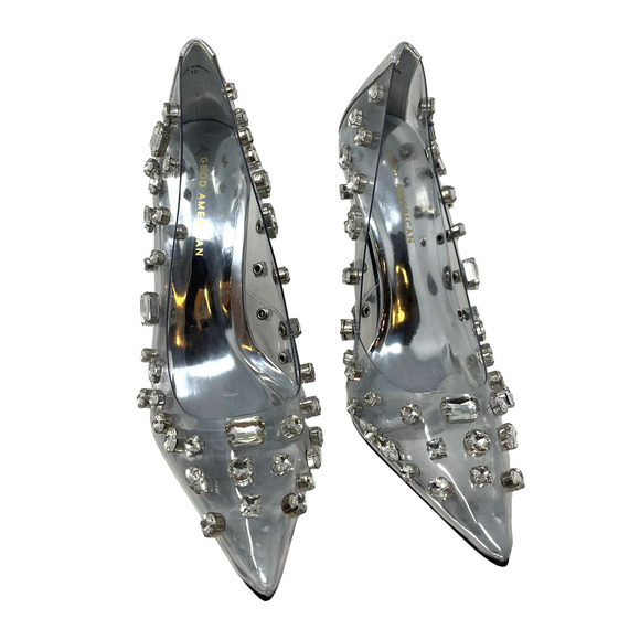 Good American Diamonds Forever Heels Size 6.5 Glass002 GSH008-X - Picture 2 of 12